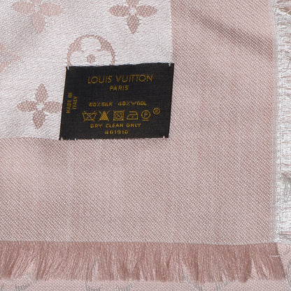 Louis Vuitton Silk Wool Monogram Denim Shawl Rose 5 of 5