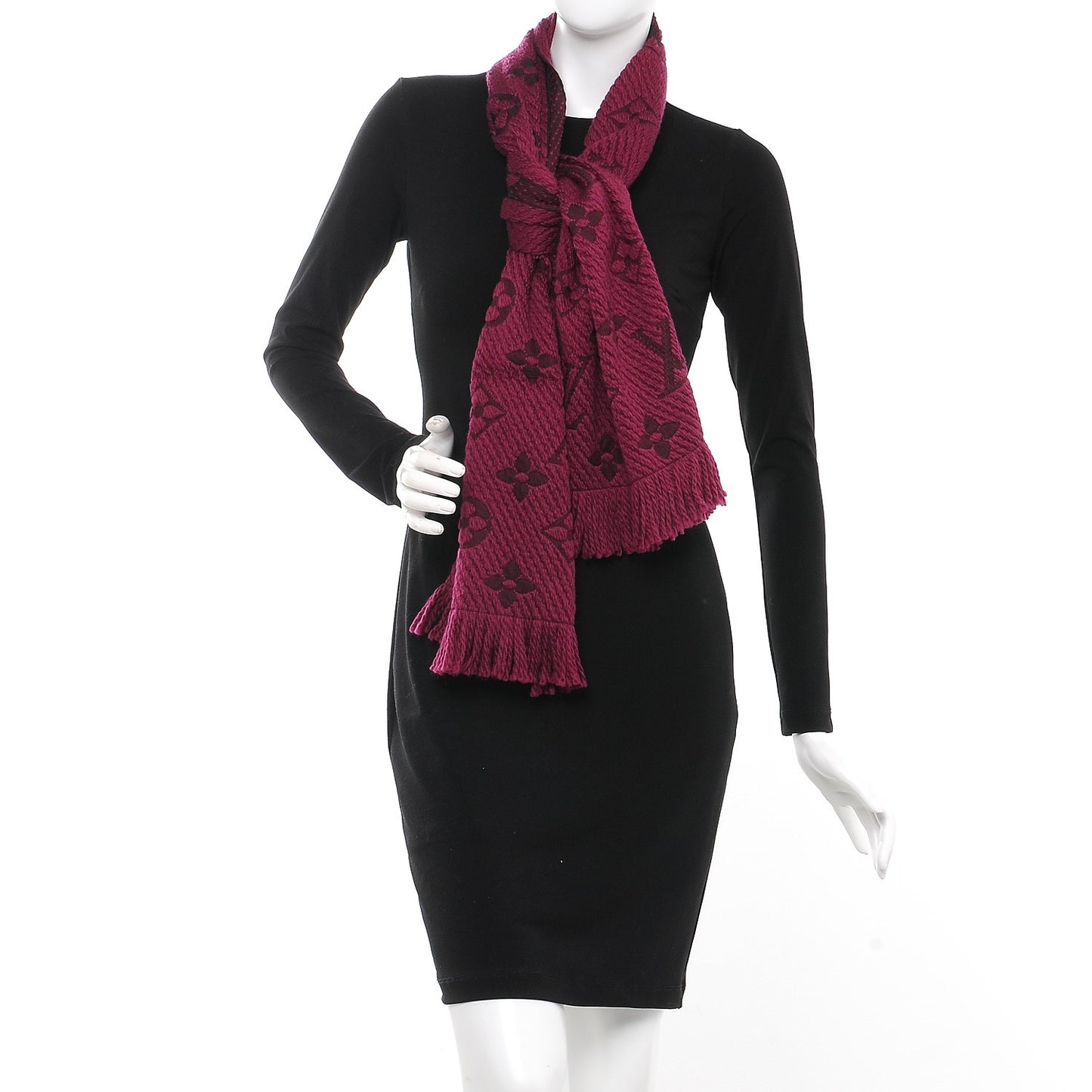 Wool Silk Logomania Scarf Cherry