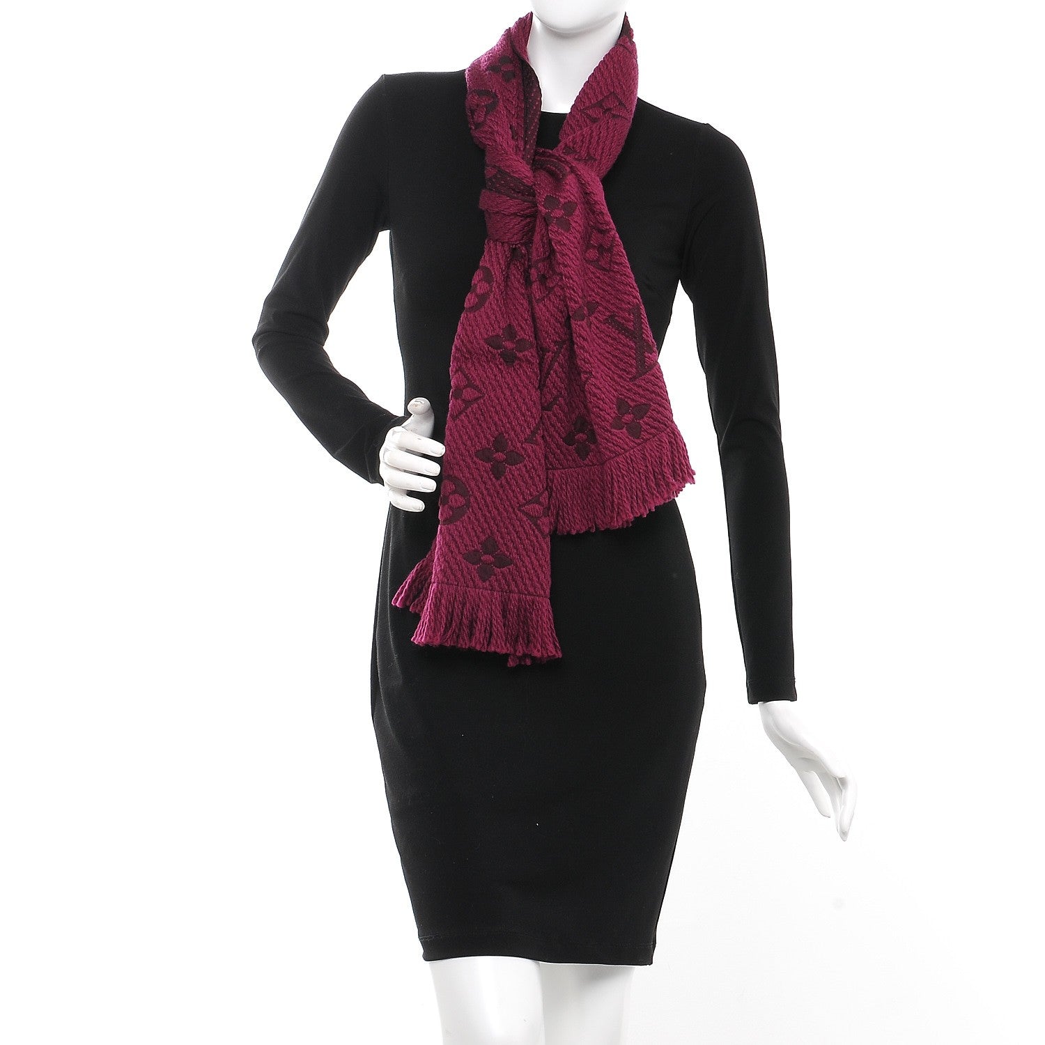 Louis Vuitton Wool Silk Logomania Scarf Cherry 2 of 4