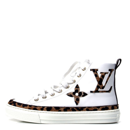 Louis Vuitton Pony Hair Leopard Calfskin Monogram Giant Stellar Sneaker Boots 37 White 1 of 6