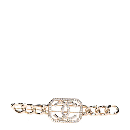 Chanel Crystal Chain CC Vendome Hair Clip Barrette Gold 1 of 4
