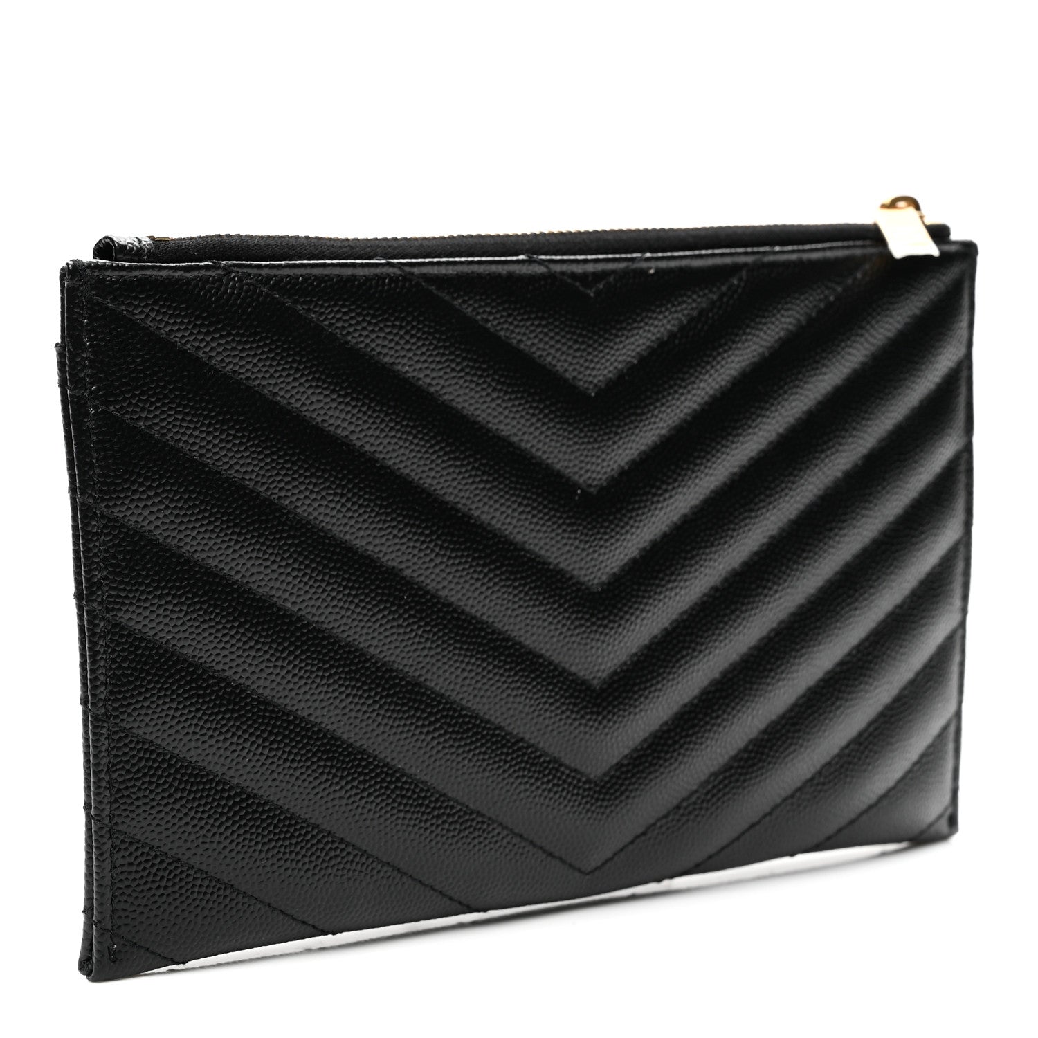 Saint Laurent Grain De Poudre Chevron Monogram Bill Pouch Black 3 of 8