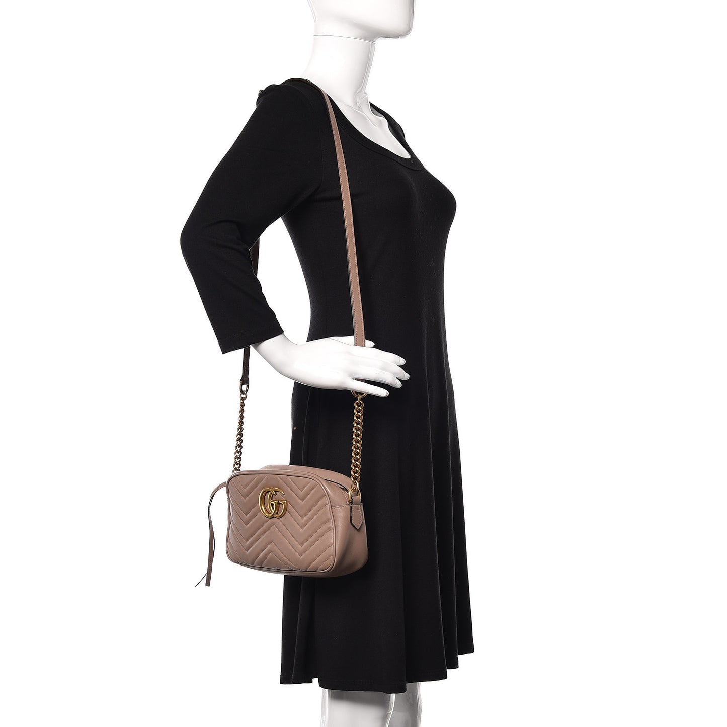 Calfskin Matelasse Small GG Marmont Chain Shoulder Bag Porcelain Rose