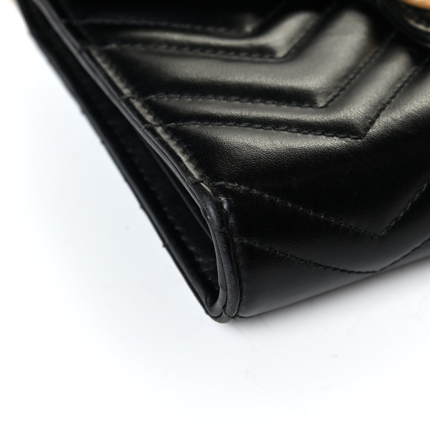 Calfskin Matelasse GG Marmont Chain Wallet Black