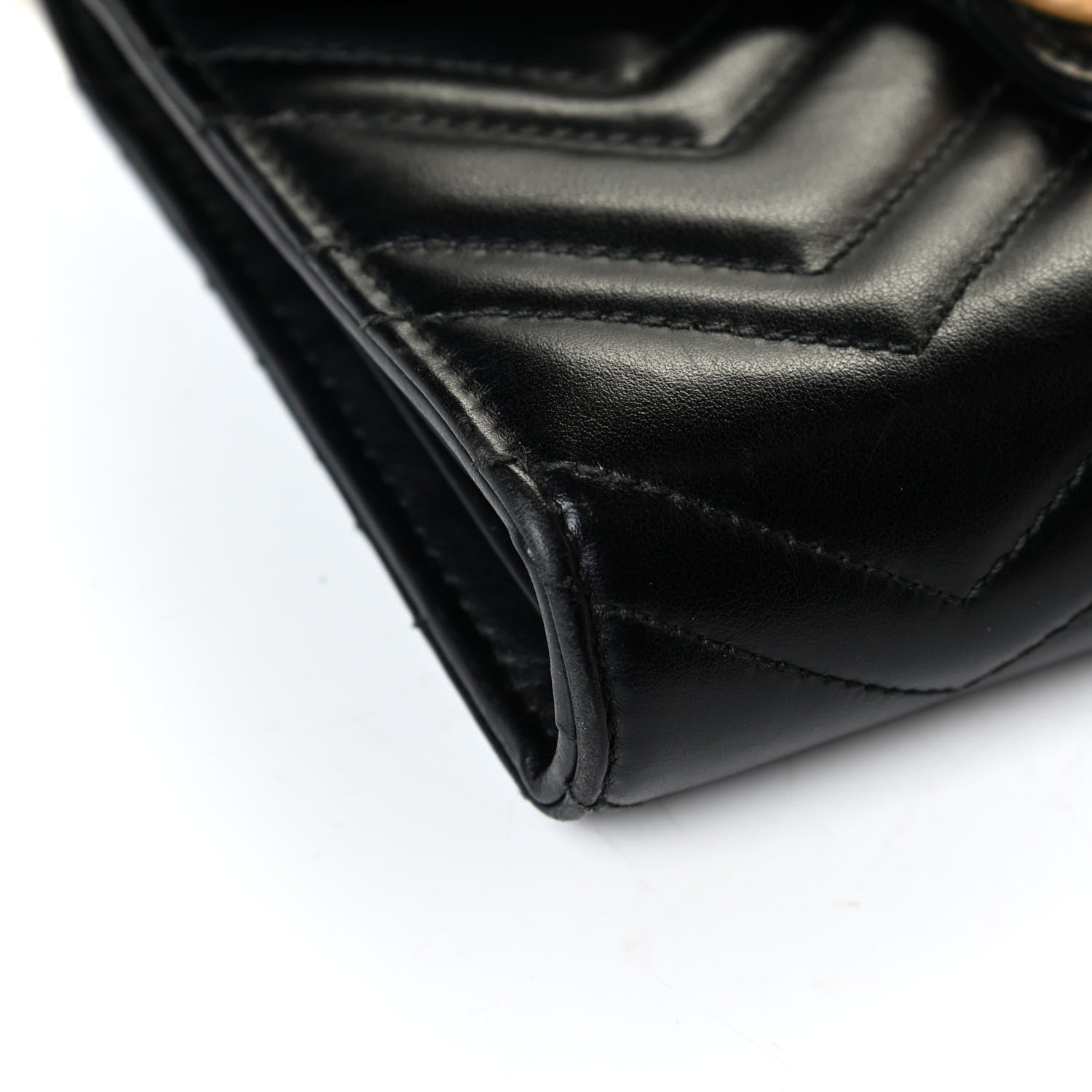 Gucci Calfskin Matelasse GG Marmont Chain Wallet Black 6 of 7