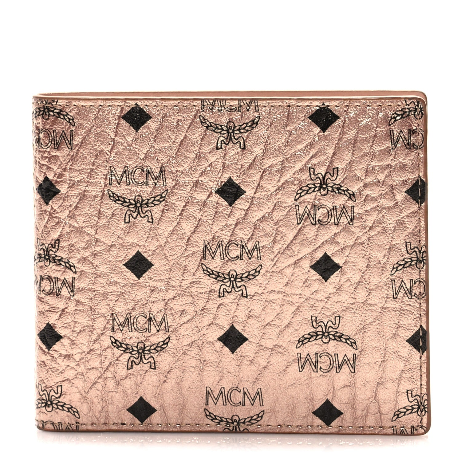 MCM Metallic Visetos Mini Bi-Fold Wallet Champagne Gold 1 of 7