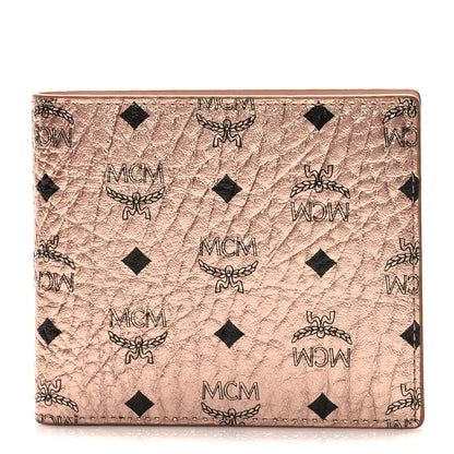 MCM Metallic Visetos Mini Bi-Fold Wallet Champagne Gold 1 of 7
