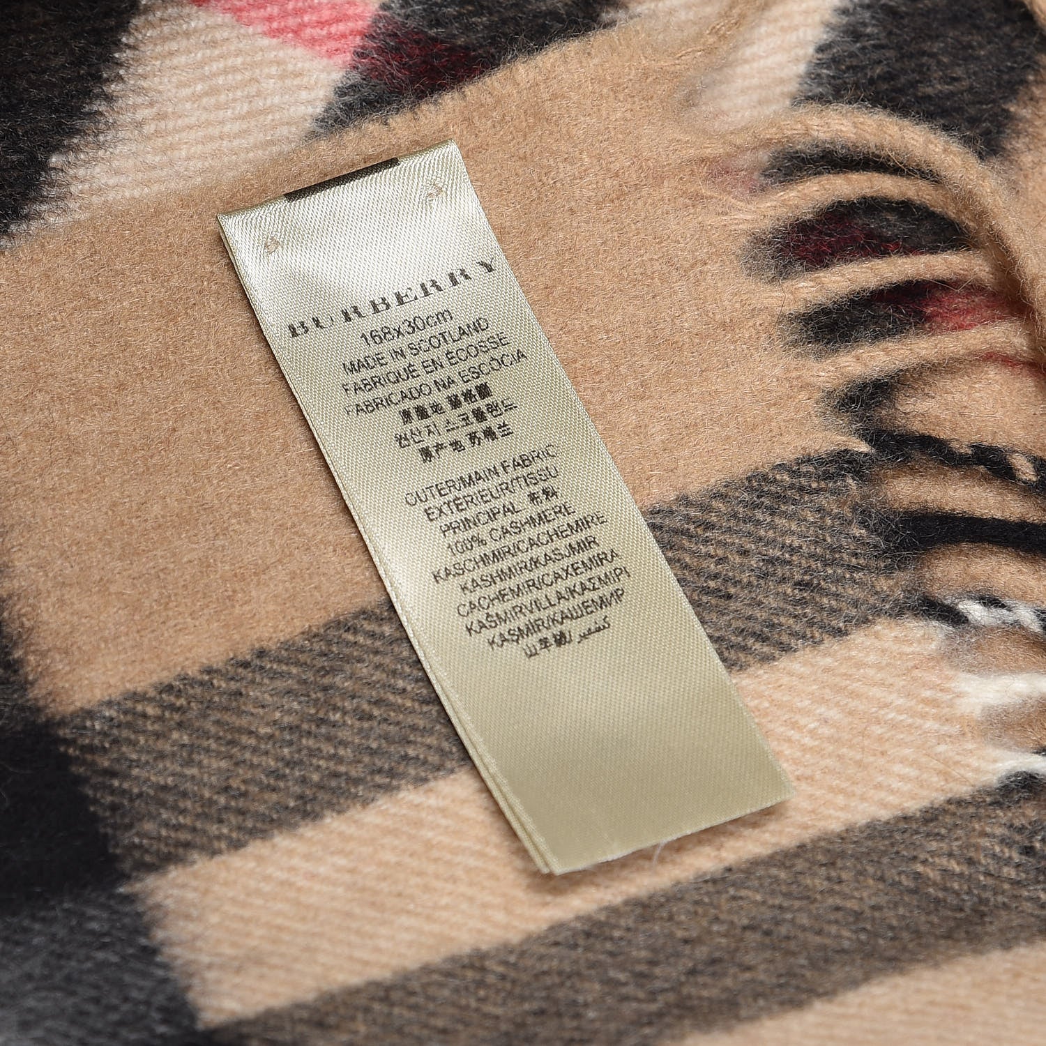 Burberry Cashmere Giant Check Fringe Scarf Camel 5 of 5