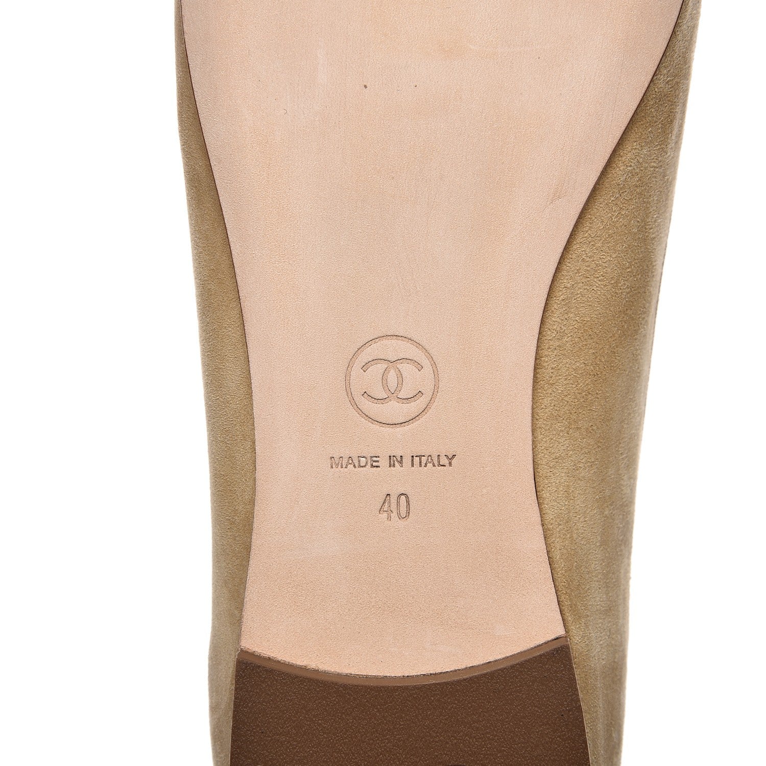 Chanel Kid Suede CC Flats 40 Beige 6 of 10