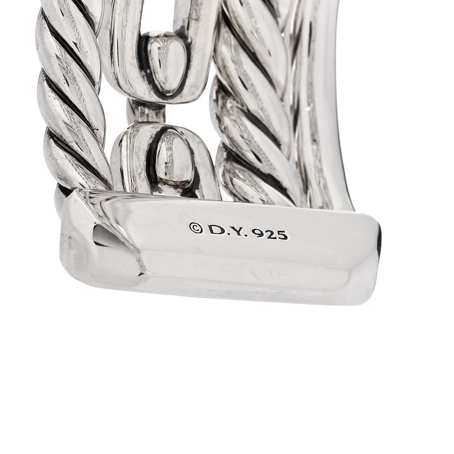 Sterling Silver Diamond Wellesley Link Four-Row Cuff Bracelet