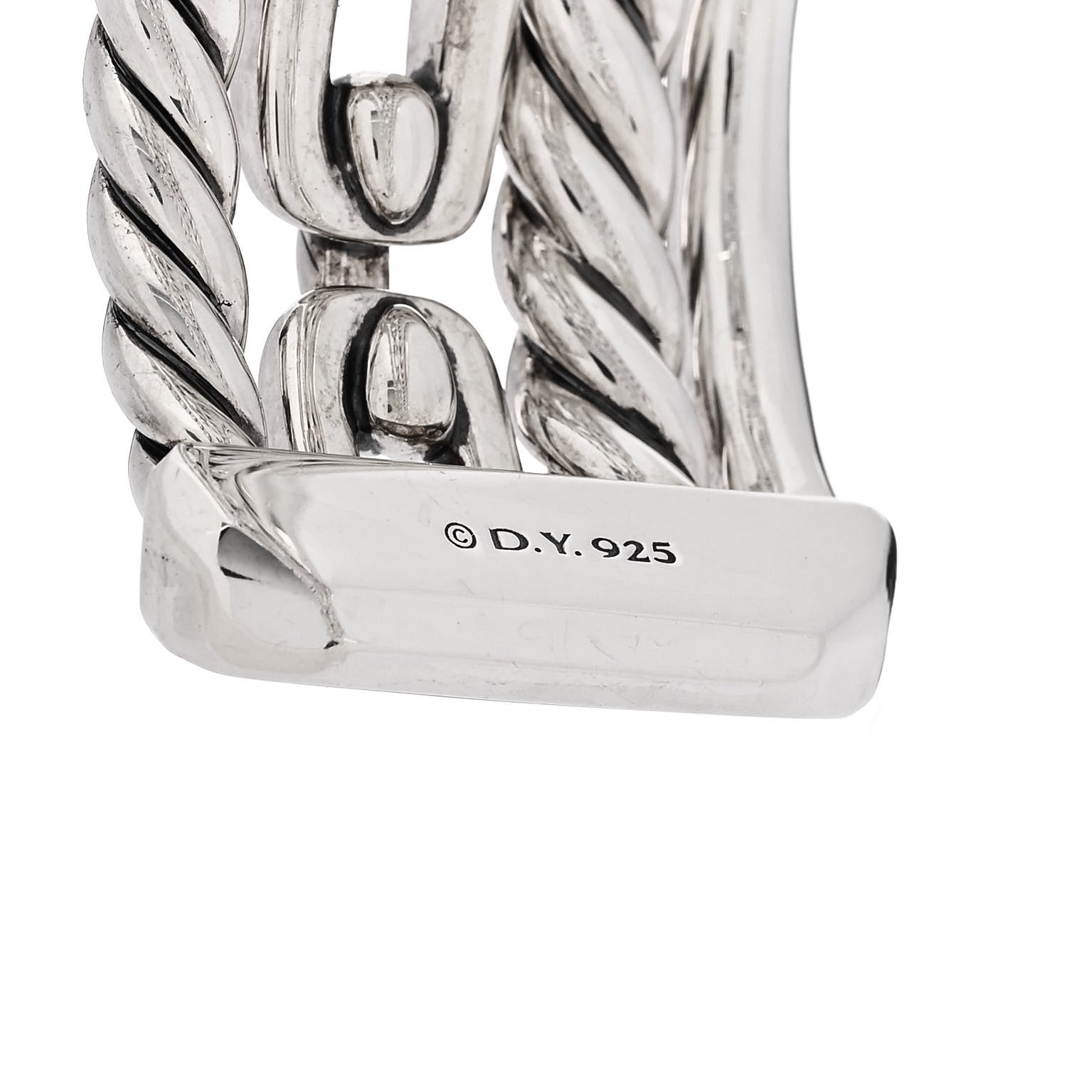 David Yurman Sterling Silver Diamond Wellesley Link Four-Row Cuff Bracelet 3 of 3