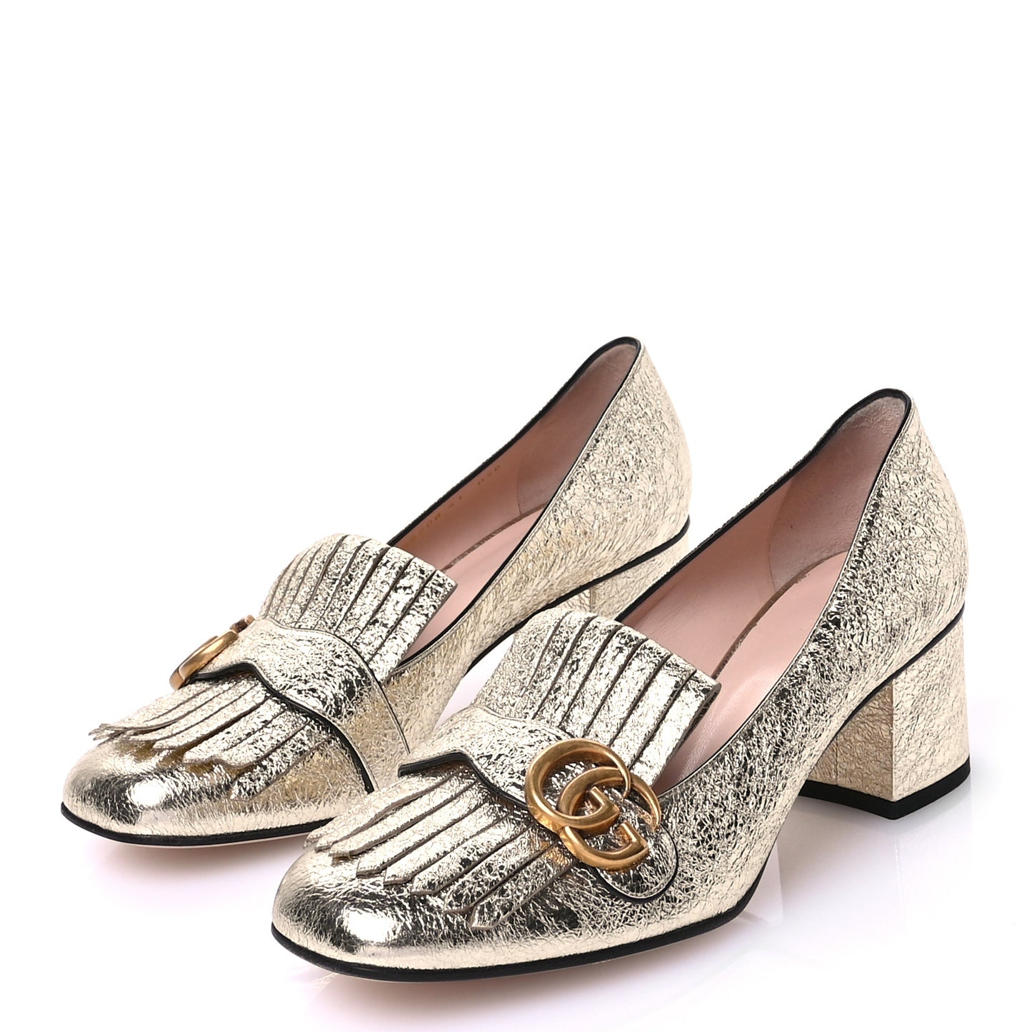 Galassia GG Marmont Fringe 50mm Loafer Pumps 41 Platino
