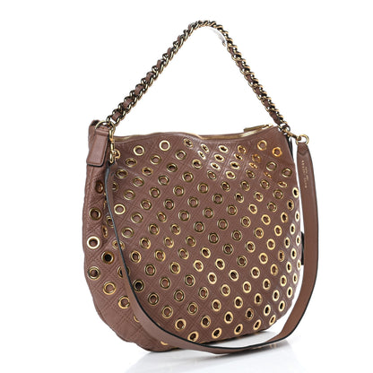 Marc Jacobs Goatskin Quilted Grommet Large Nomad Hobo Brown 2 of 4