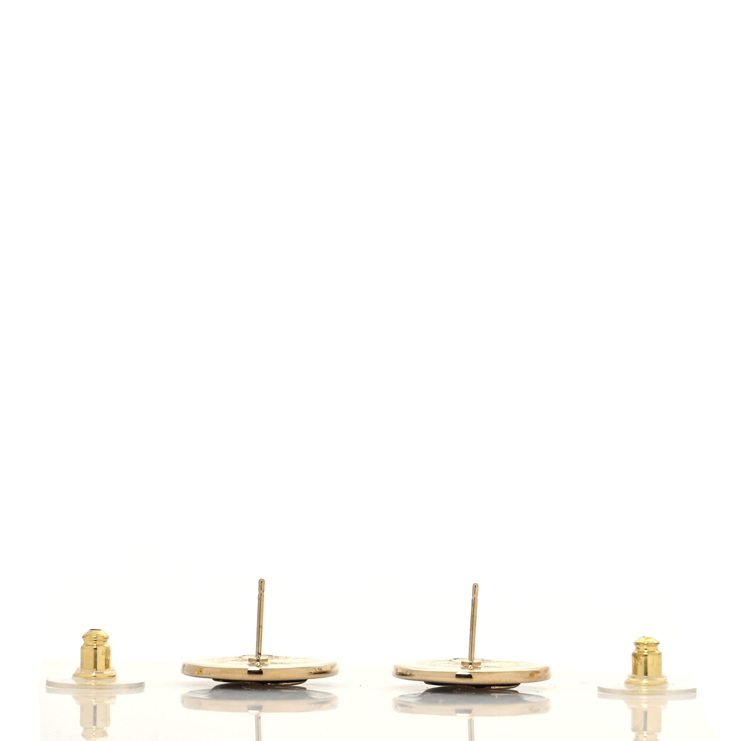Chanel CC Round Earrings Gold Black 3 of 4