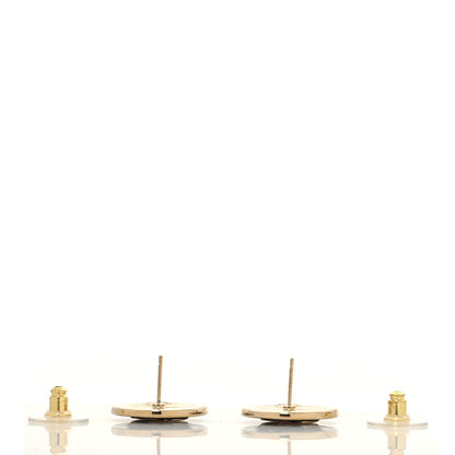 Chanel CC Round Earrings Gold Black 3 of 4