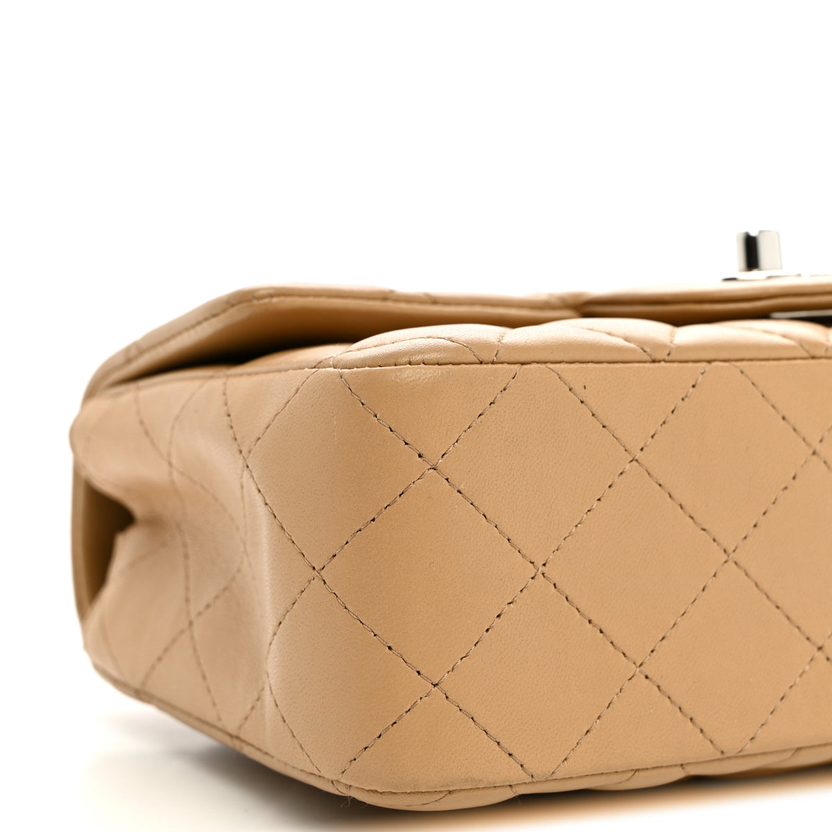 Lambskin Quilted Mini Rectangular Flap Beige