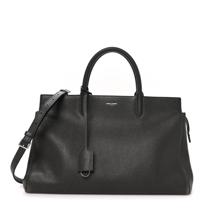 Saint Laurent Grained Calfskin Medium Cabas Rive Gauche Coal 1 of 11