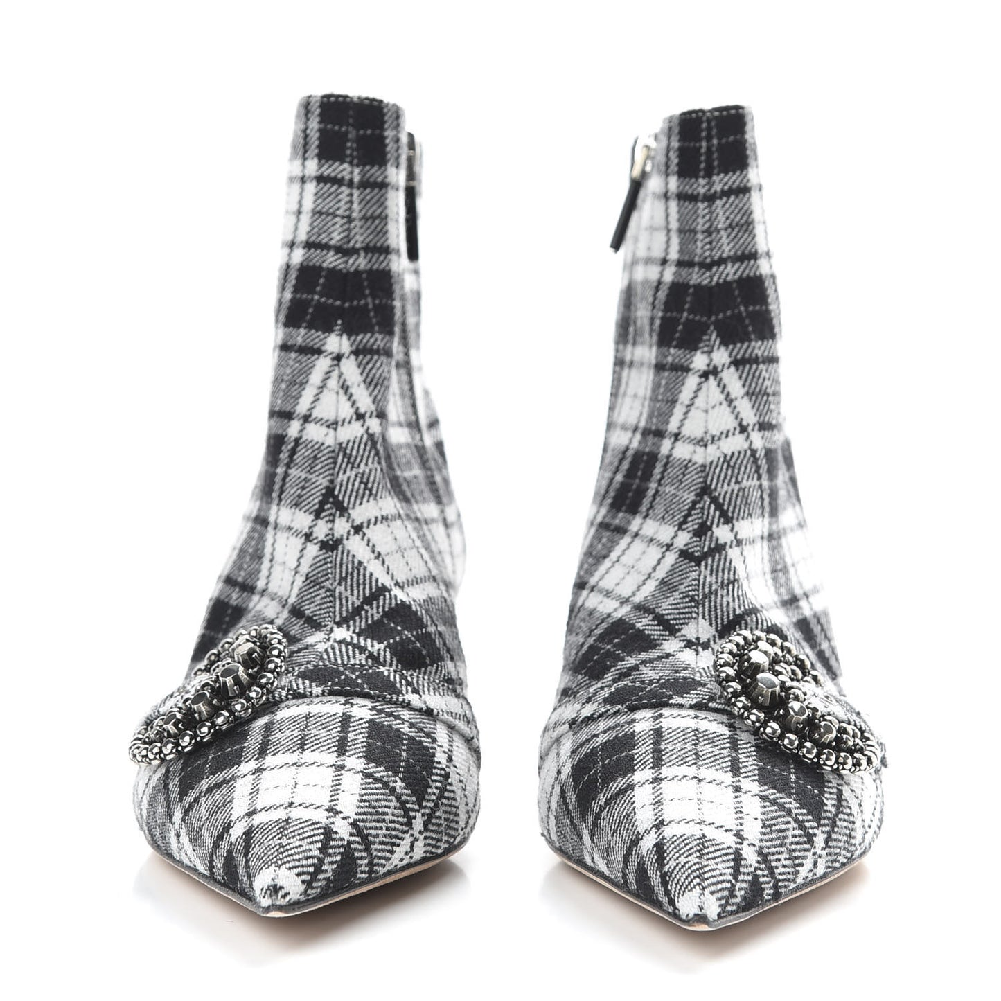 Canvas Tartan Gang Ankle Boots 37 Black
