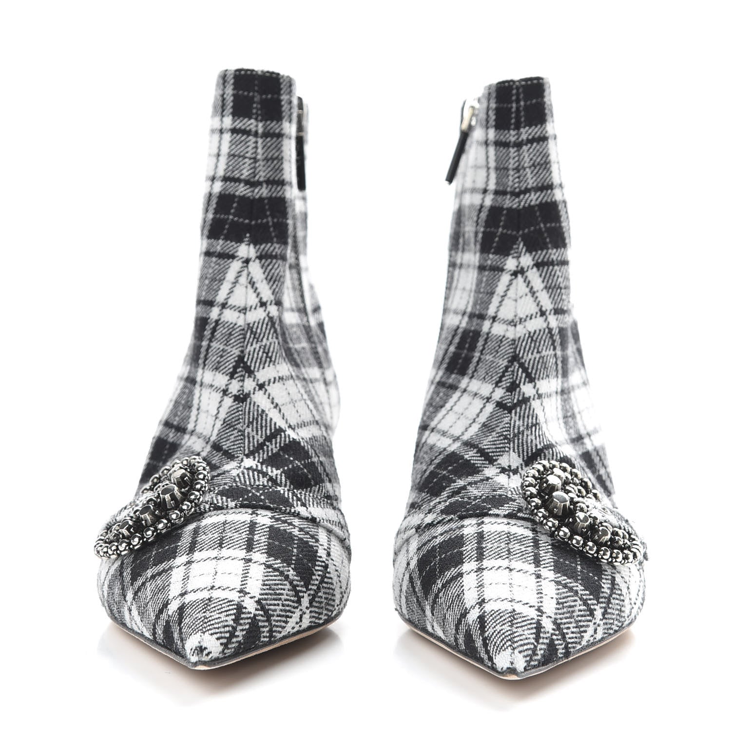 Christian Dior Canvas Tartan Gang Ankle Boots 37 Black 2 of 10