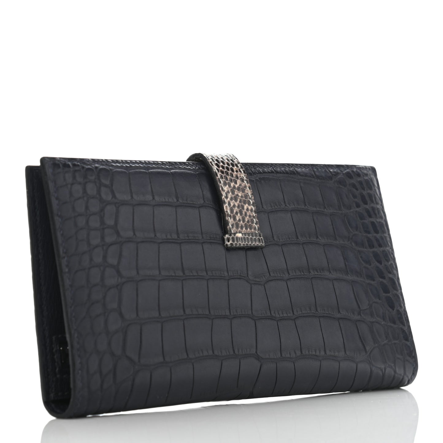 Matte Alligator Lizard Bearn Wallet Bleu Marine Ombre