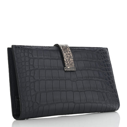 Hermes Matte Alligator Lizard Bearn Wallet Bleu Marine Ombre 3 of 9