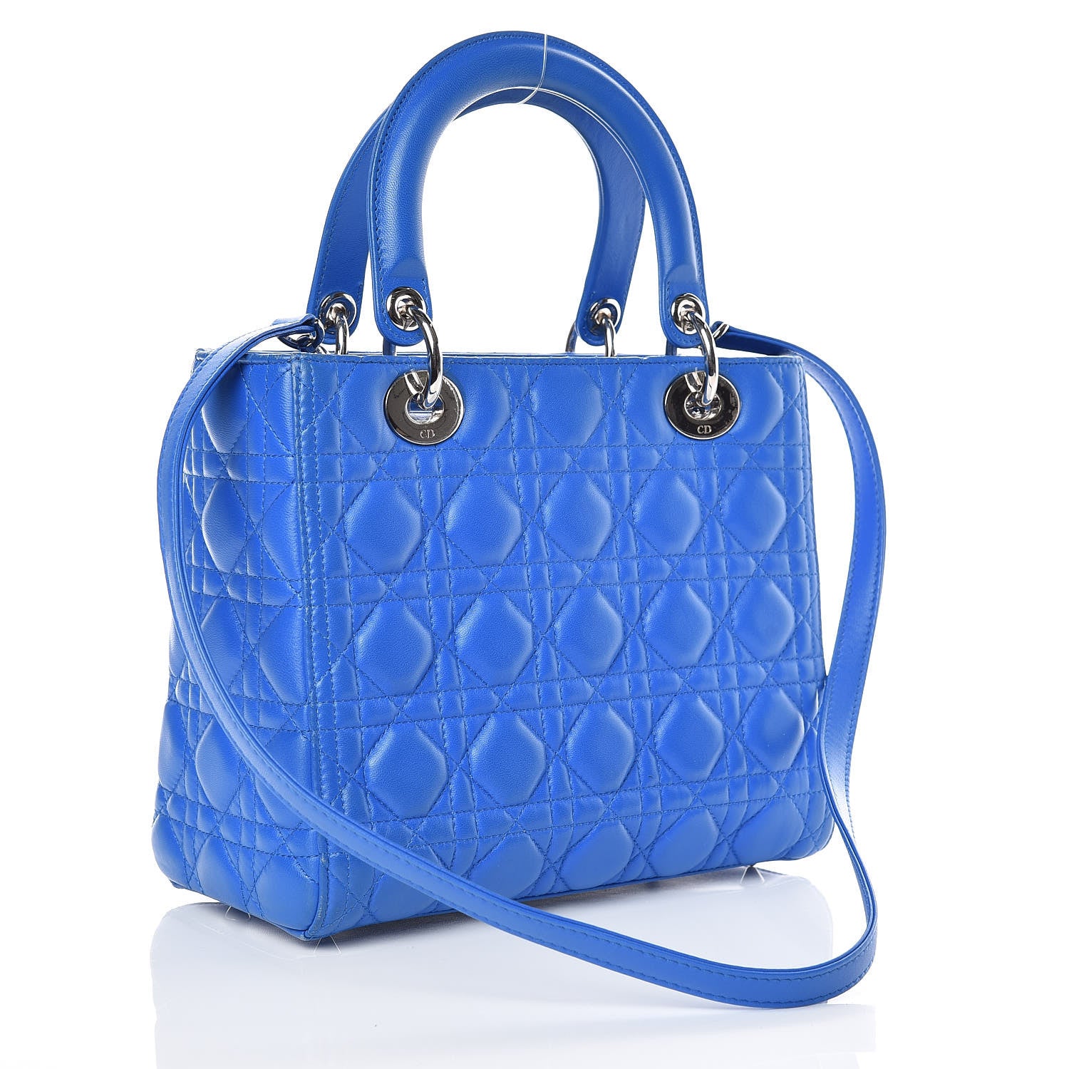 Christian Dior Lambskin Cannage Medium Lady Dior Blue Persan 3 of 17
