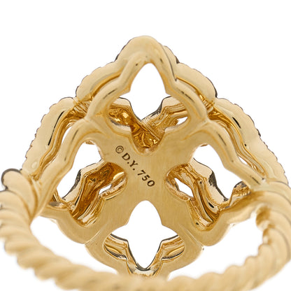 David Yurman 18K Yellow Gold Diamond 20mm Quatrefoil Cable Ring 52 6 5 of 5