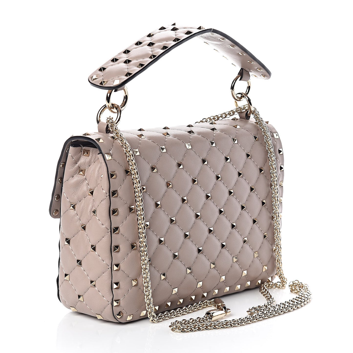 Lambskin Medium Rockstud Spike Shoulder Bag Poudre