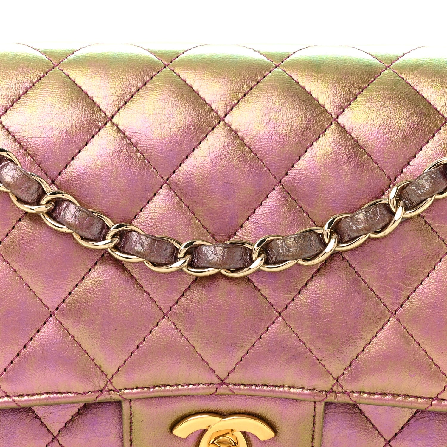 Chanel Iridescent Lambskin Quilted Medium Double Flap Purple 8 of 14