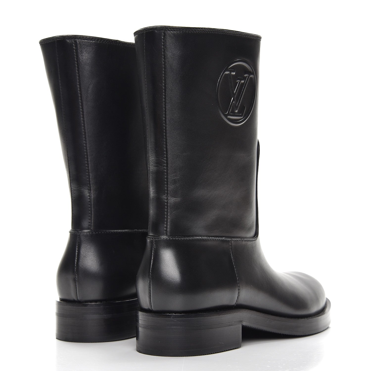 Louis Vuitton Calfskin Overdrive Flat Calf High Boots 39.5 Black 4 of 9