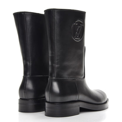 Louis Vuitton Calfskin Overdrive Flat Calf High Boots 39.5 Black 4 of 9