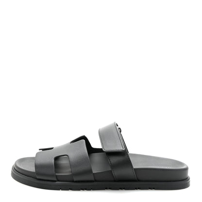 Hermes Calfskin Womens Chypre Sandals 39 Black 1 of 10