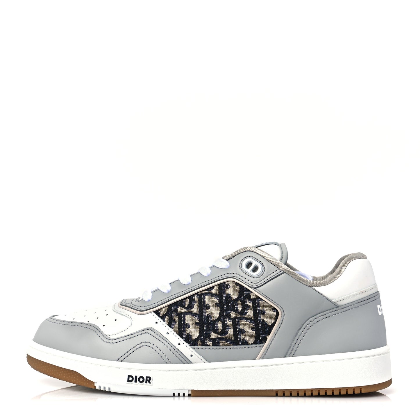 Smooth Calfskin Jacquard Oblique Mens B27 Low Top Sneakers 42.5 Beige Blue