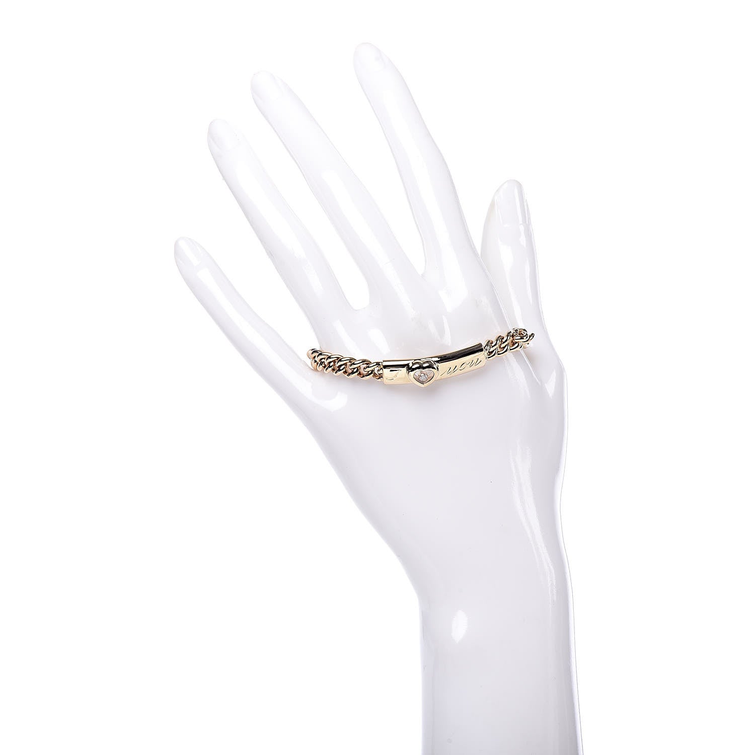 Chopard 18K Yellow Gold Diamond Happy Diamond Tag Chain Bracelet 2 of 5