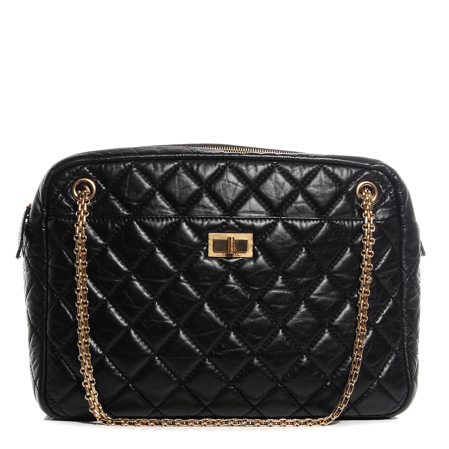 Chanel Aged Calfskin Quilted Large Reissue Camera Case Black 1 of 7