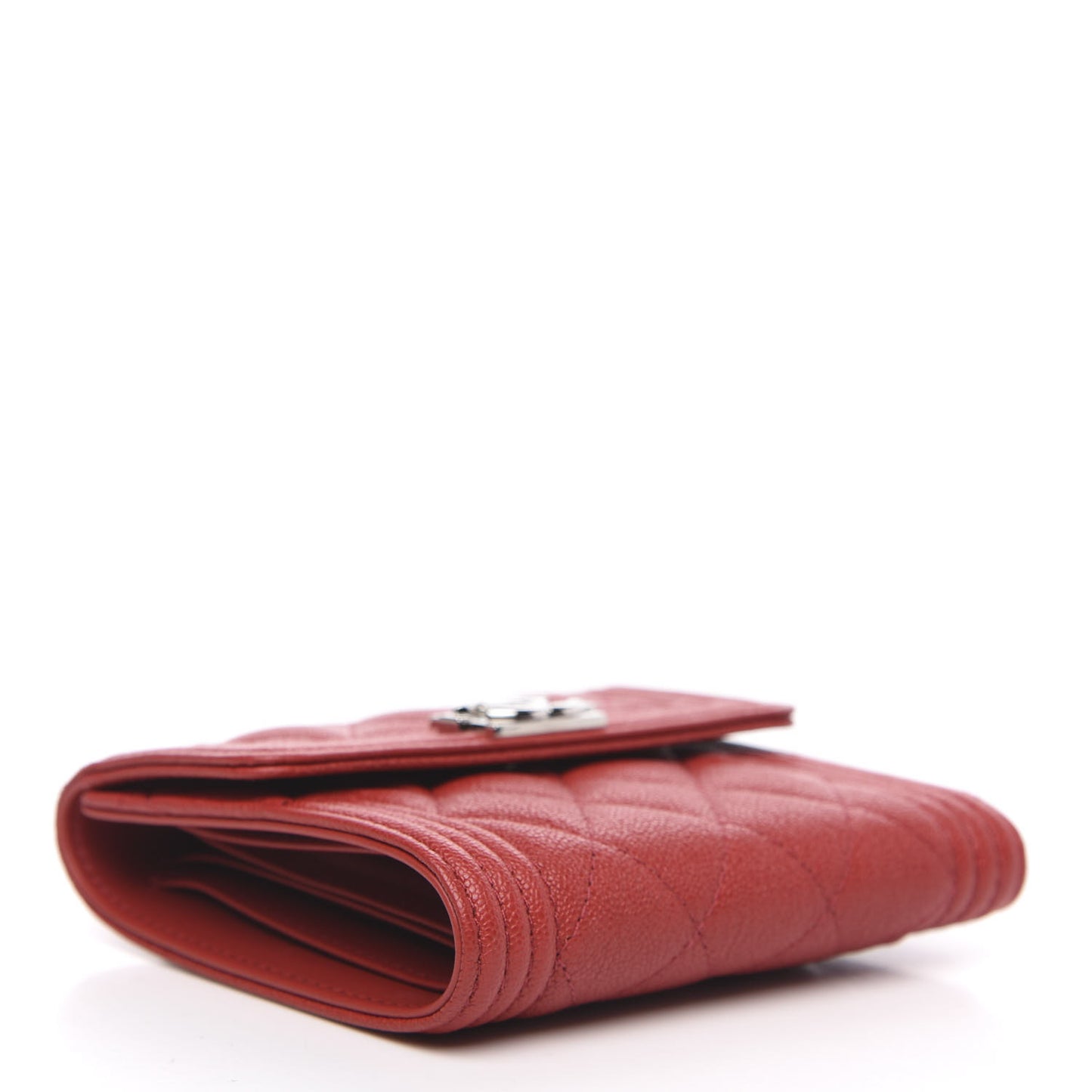 Caviar Quilted Compact Boy Wallet Red