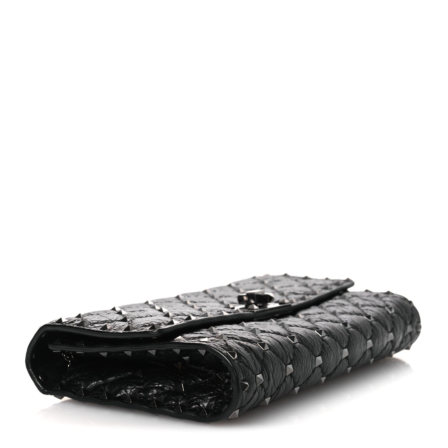 Valentino Garavani Craquele Nappa Rockstud Spike Wallet on Chain Black 4 of 9