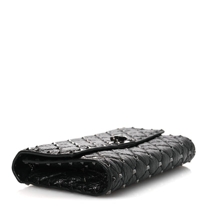 Valentino Garavani Craquele Nappa Rockstud Spike Wallet on Chain Black 4 of 9