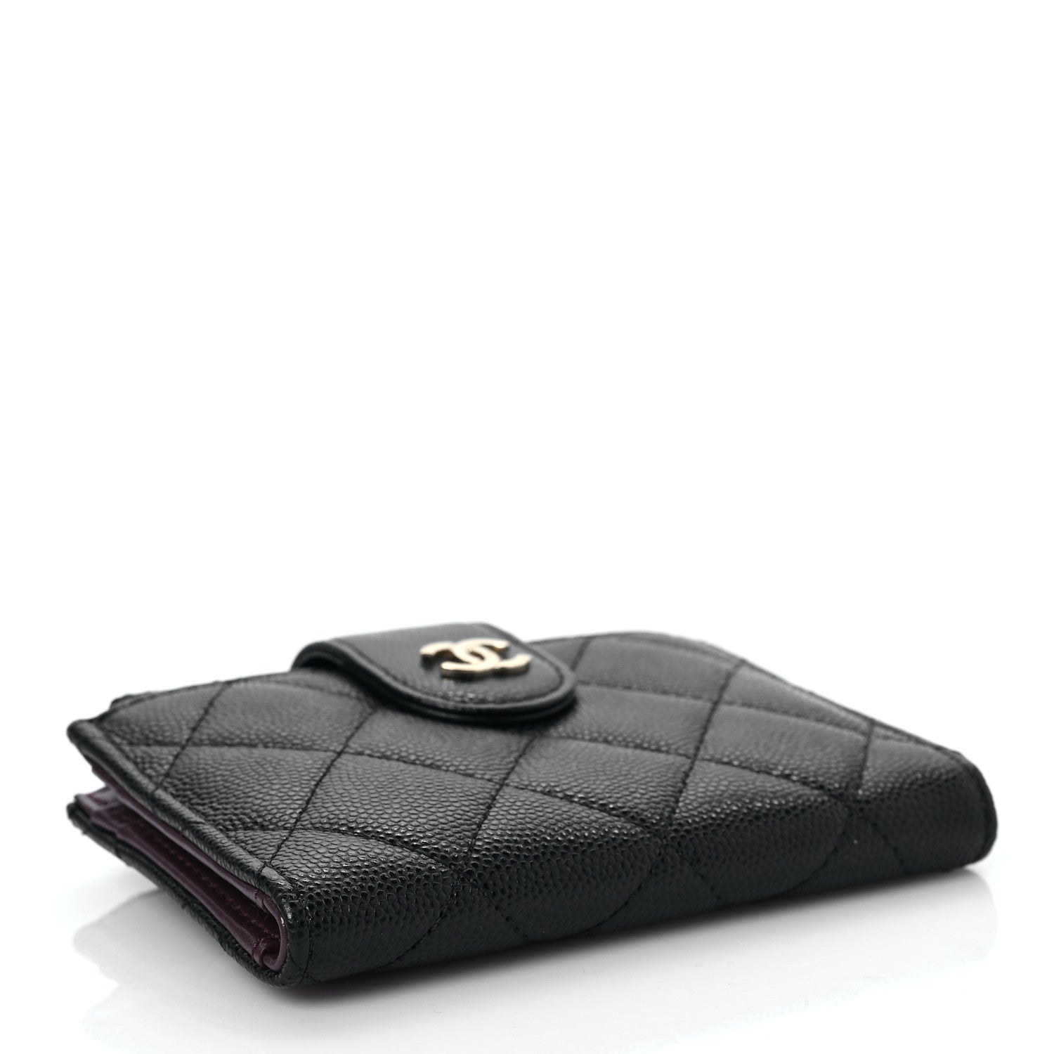 Chanel Caviar Quilted Compact Zipped Pocket Wallet Black 4 of 8