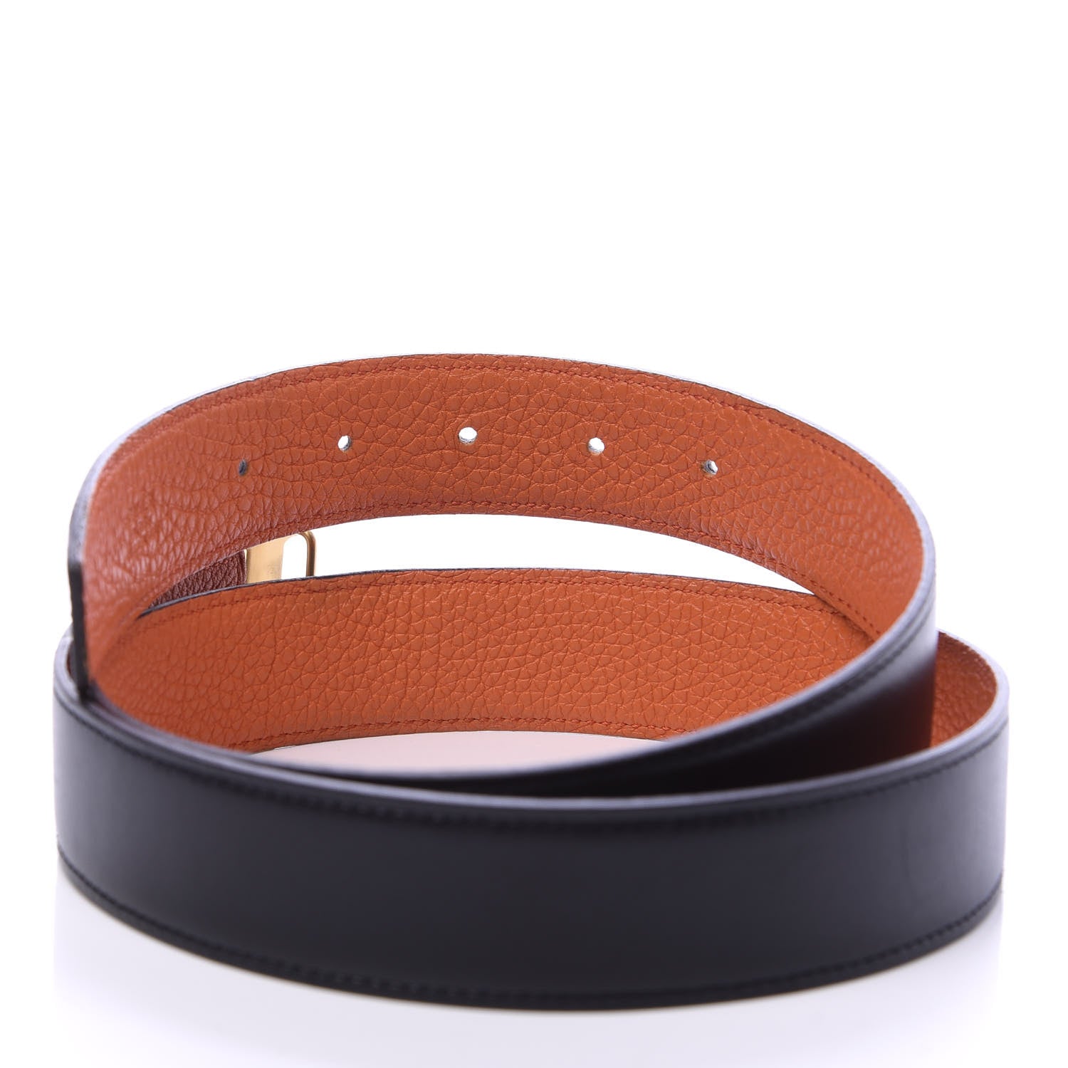 Hermes Box Togo 32mm Martelee H Belt 90 Black Orange 4 of 8