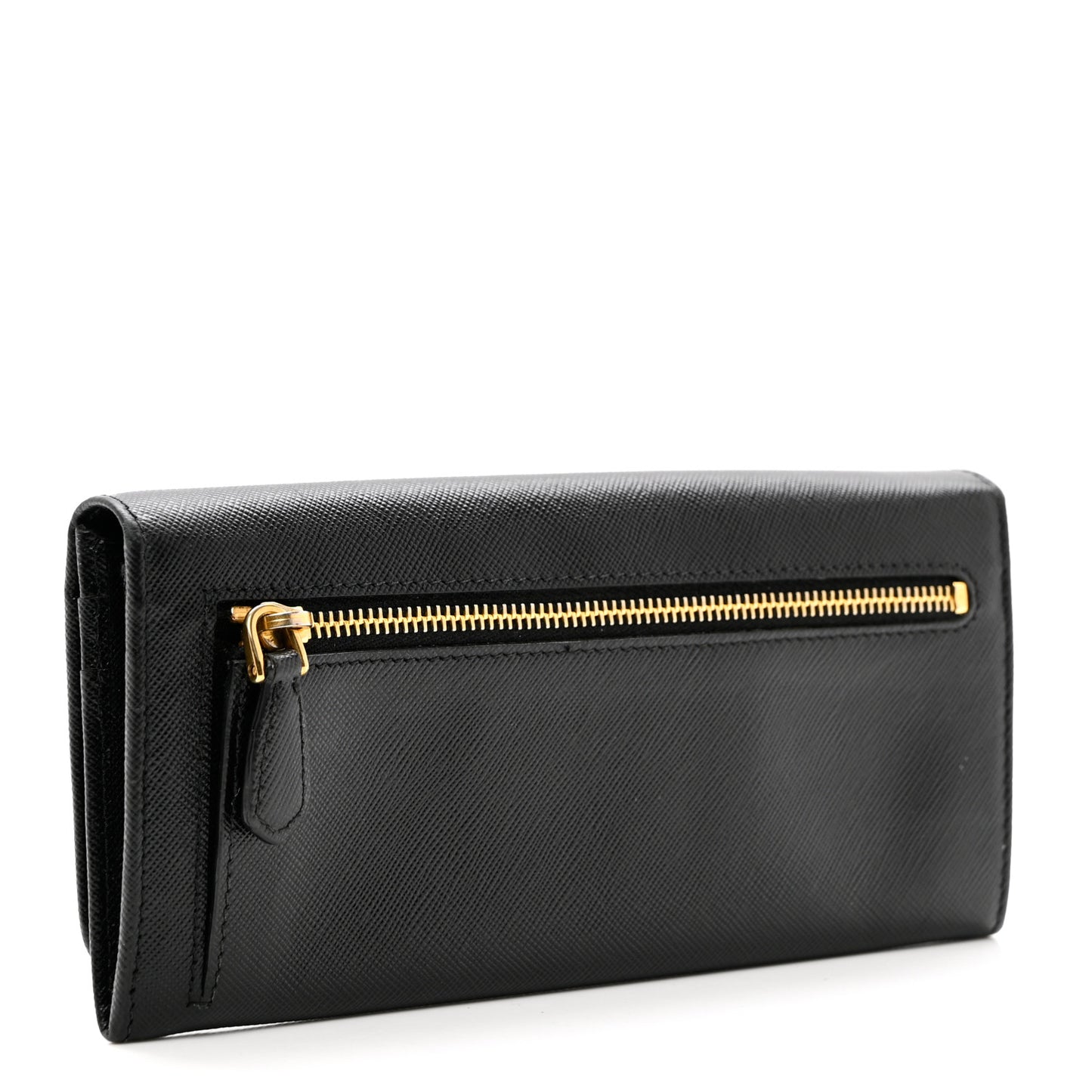 Saffiano Metal Continental Flap Wallet Black