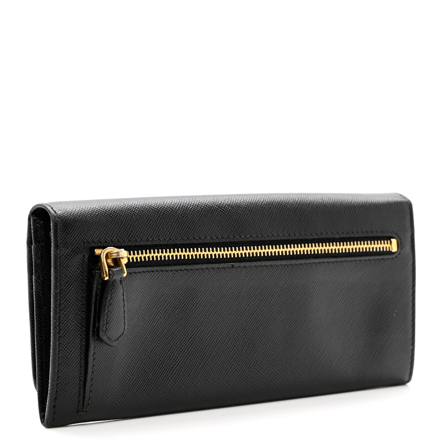 Prada Saffiano Metal Continental Flap Wallet Black 2 of 7