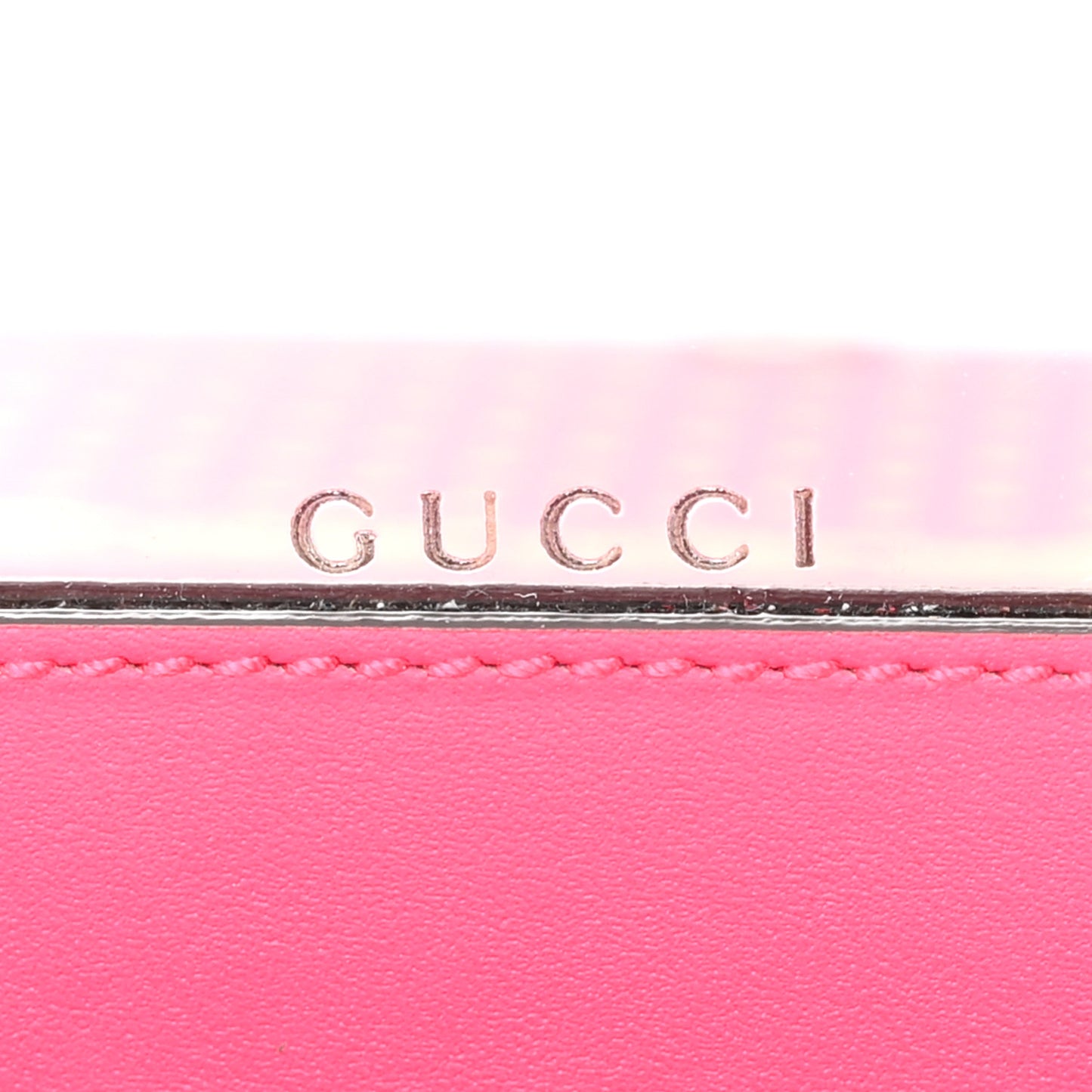 X SEGA Calfskin GUCCY Stars Chain Wallet Violet Fuxia Gold