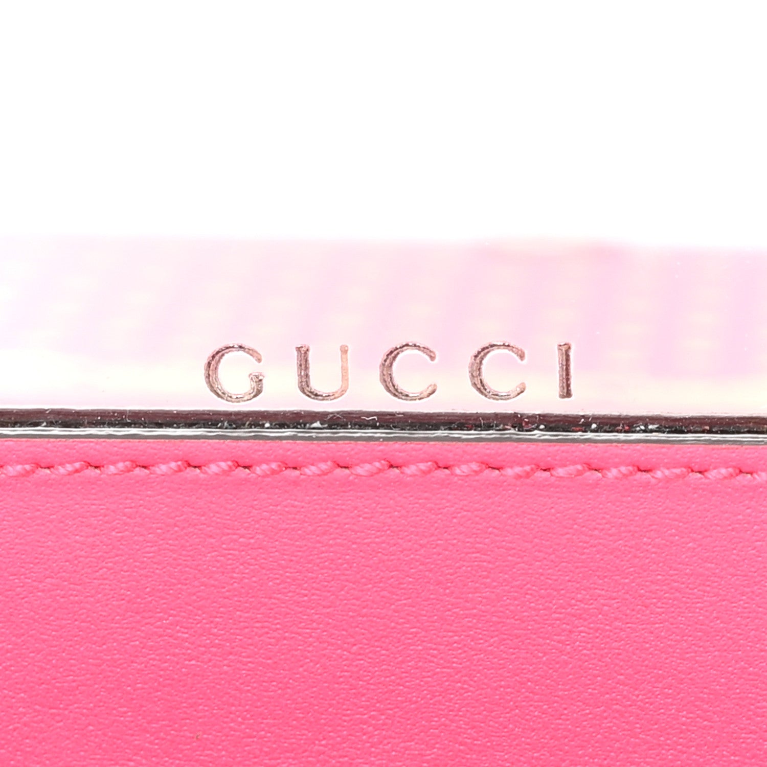 Gucci X SEGA Calfskin GUCCY Stars Chain Wallet Violet Fuxia Gold 6 of 17