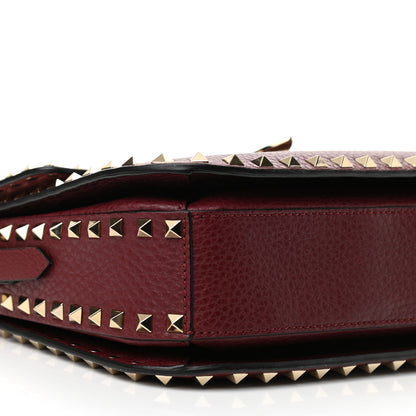 Valentino Garavani Pebbled Calfskin Medium Rockstud Flap Saddle Bag Rubino 8 of 10