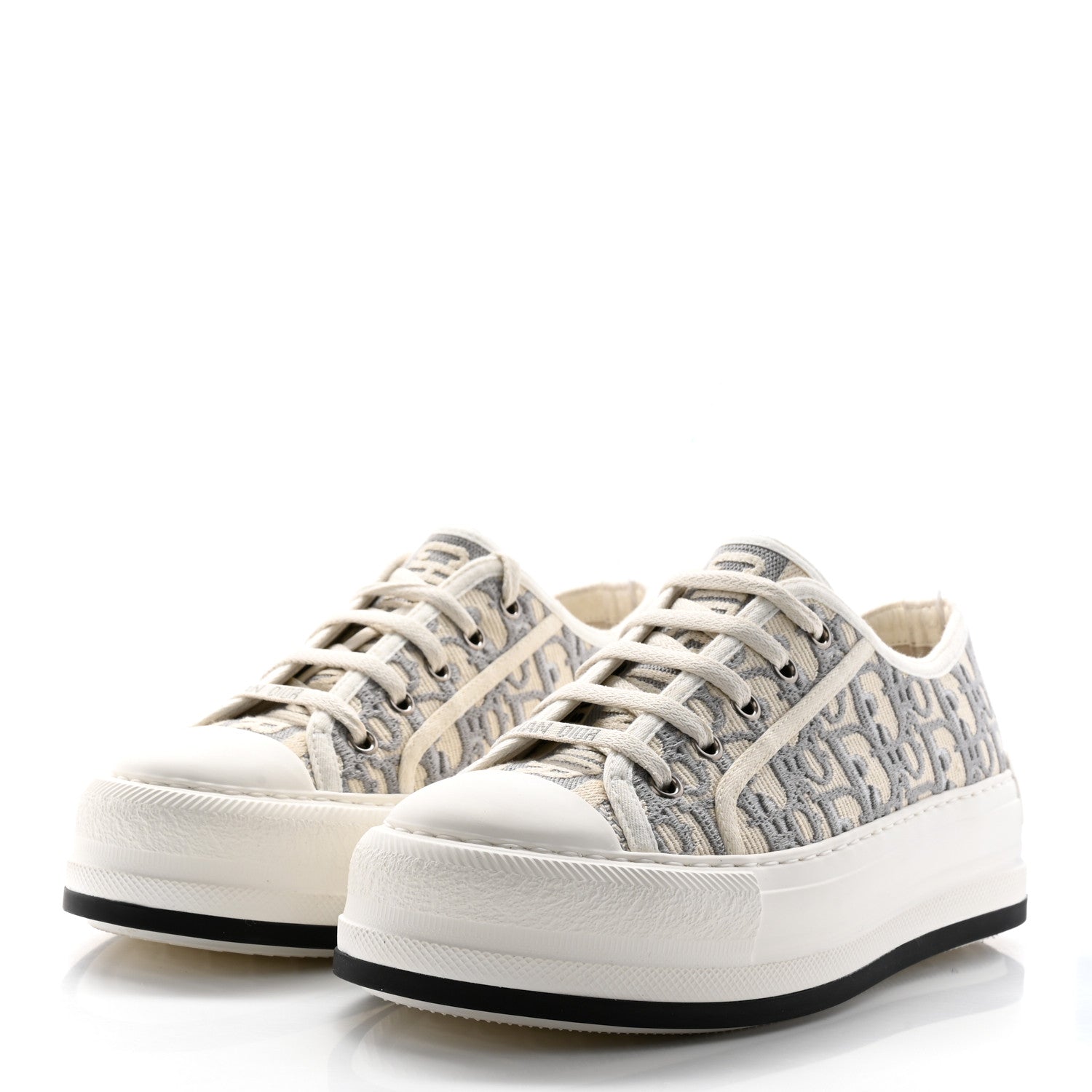 Christian Dior Canvas Oblique Canvas Oblique Walk'N'Dior Platform Sneakers 37 Grey Stone 3 of 9