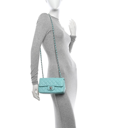 Chanel Lambskin Quilted Mini Rectangular Flap Light Blue 2 of 13