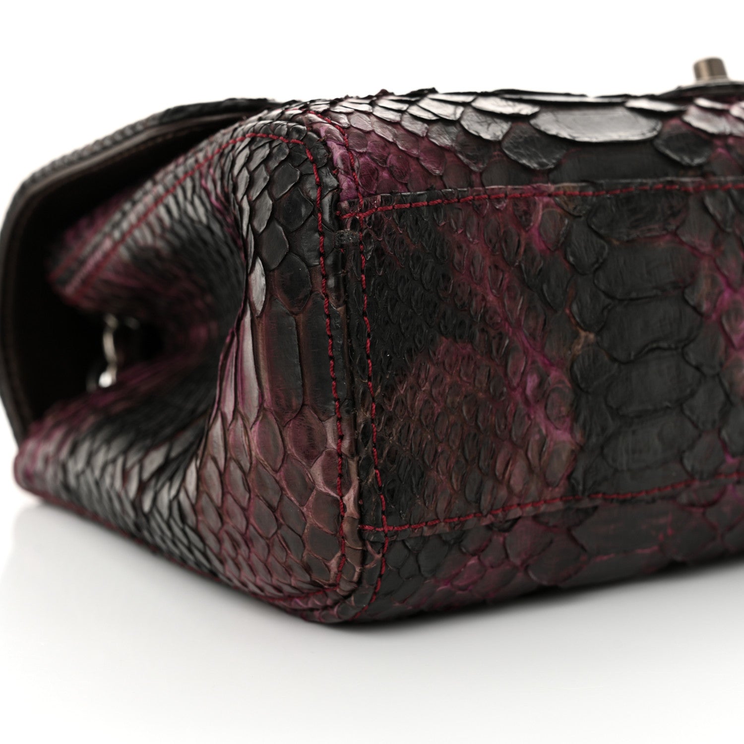 Chanel Snakeskin Soho Tassel Medium Flap Dark Pink Black 9 of 12