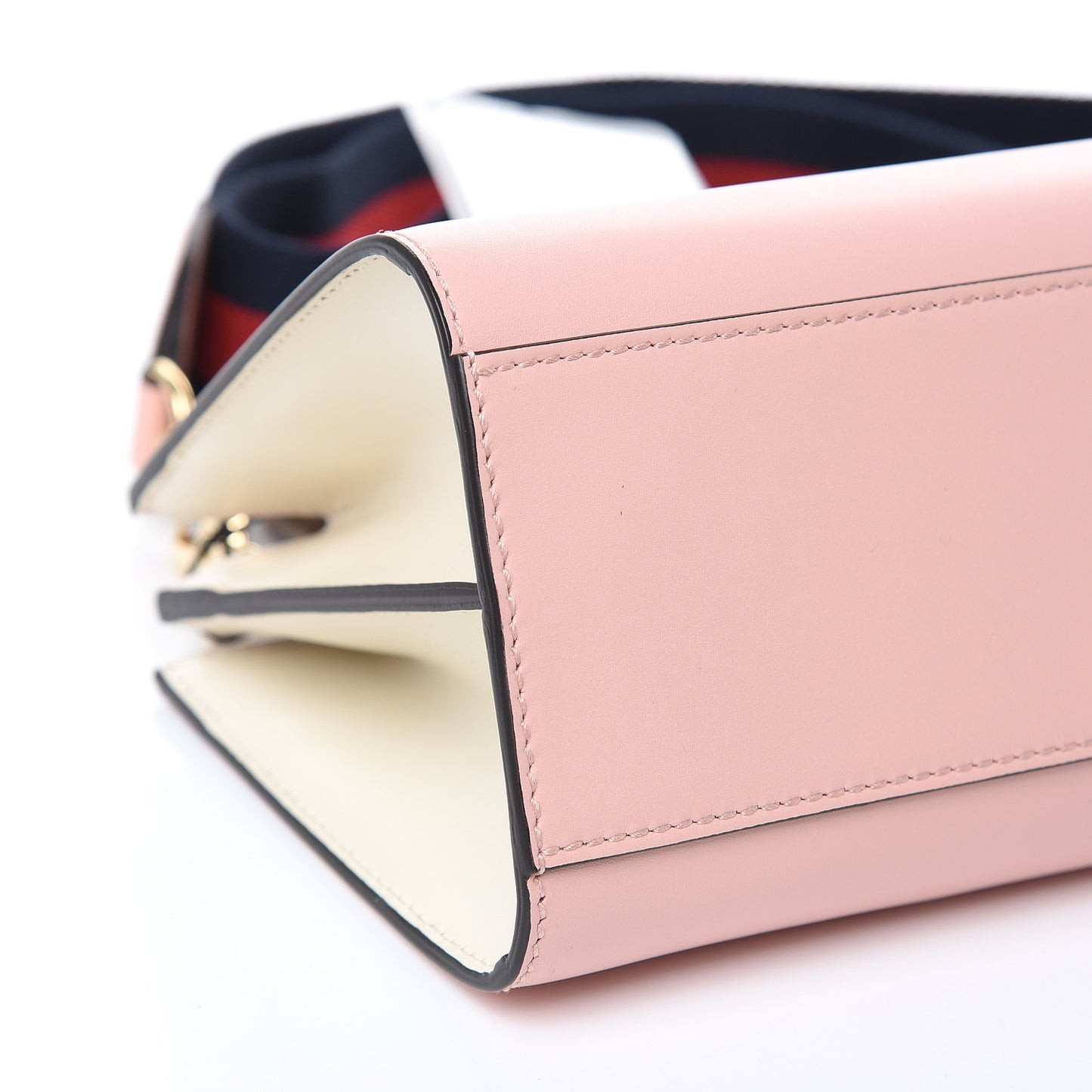 Nappa Bamboo Web Mini Nymphaea Top Handle Bag Perfect Pink Mystic White