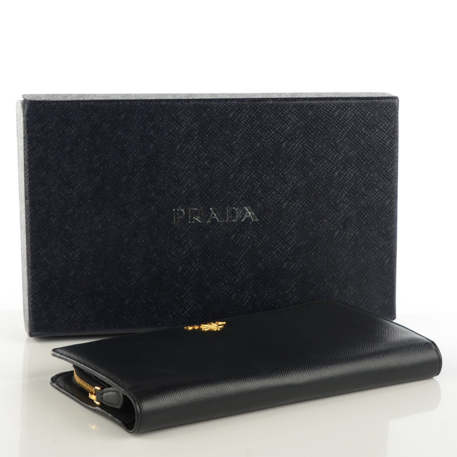 Prada Saffiano Metal Double Snap Travel Wallet Nero Black 4 of 8